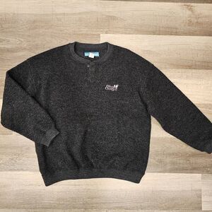 Big Dogs Vintage Black Fuzzy size medium Henley Sweater